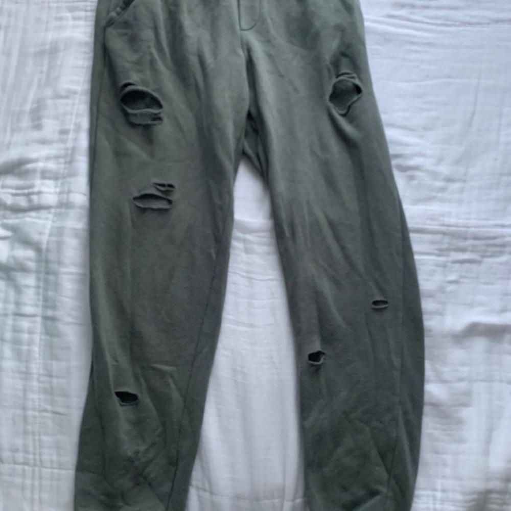 Army green ripped aerie joggers